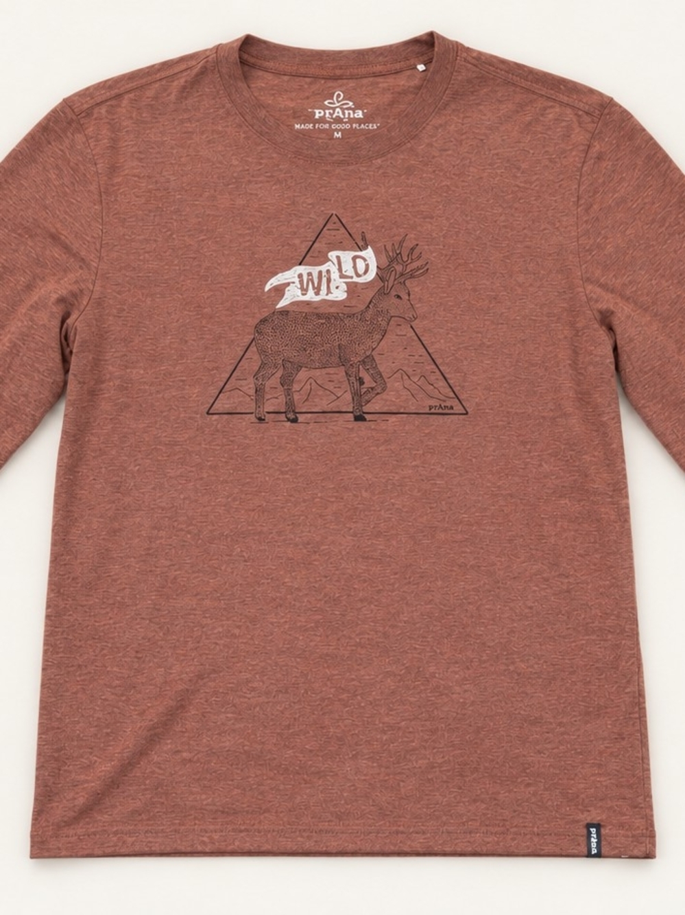 prAna Journeyman Men’s M Wild Deer Graphic Long Sleeve T-Shirt Heather Rust